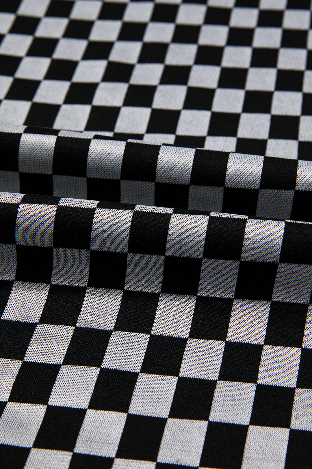 White Checkerboard Drawstring Waist Casual Pants