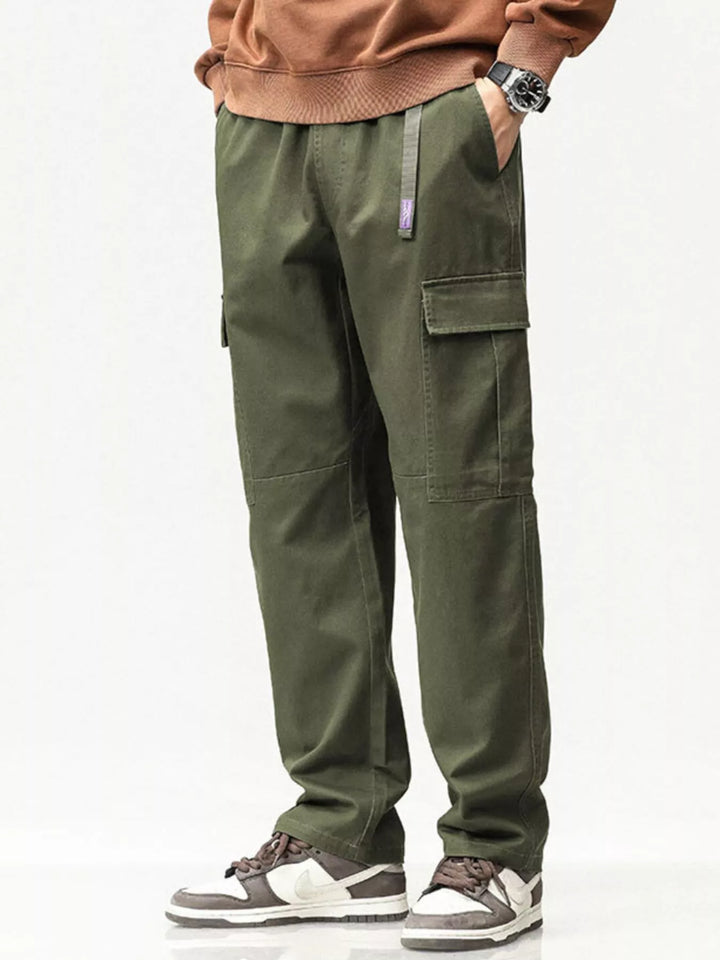 Men's Full Size Casual Cargo Pants with Elastic Waist Plus Size