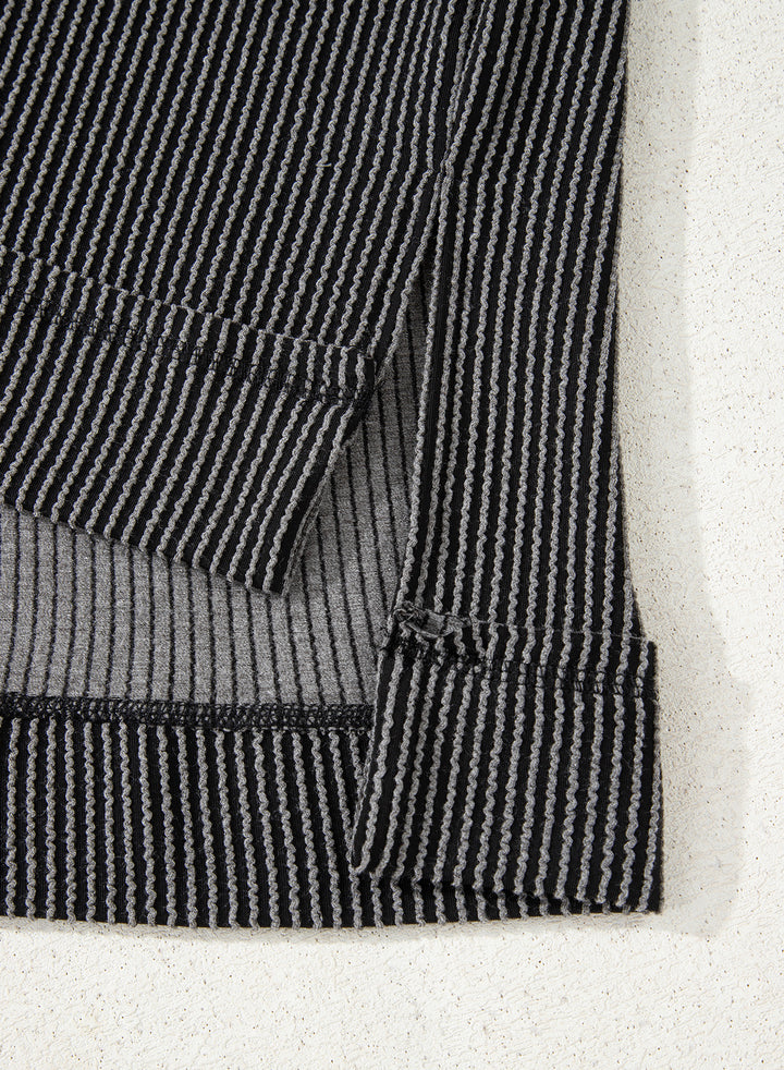 Dark Grey Corded Lantern Sleeve Top High Waist Ruffled Mini Skirt Set