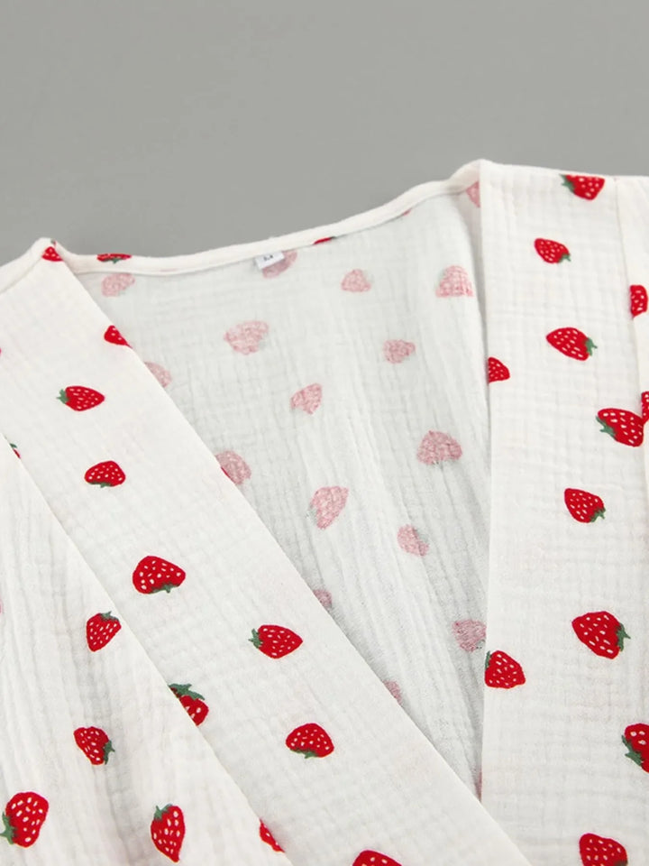 Strawberry Print Long Sleeve Mini Dress