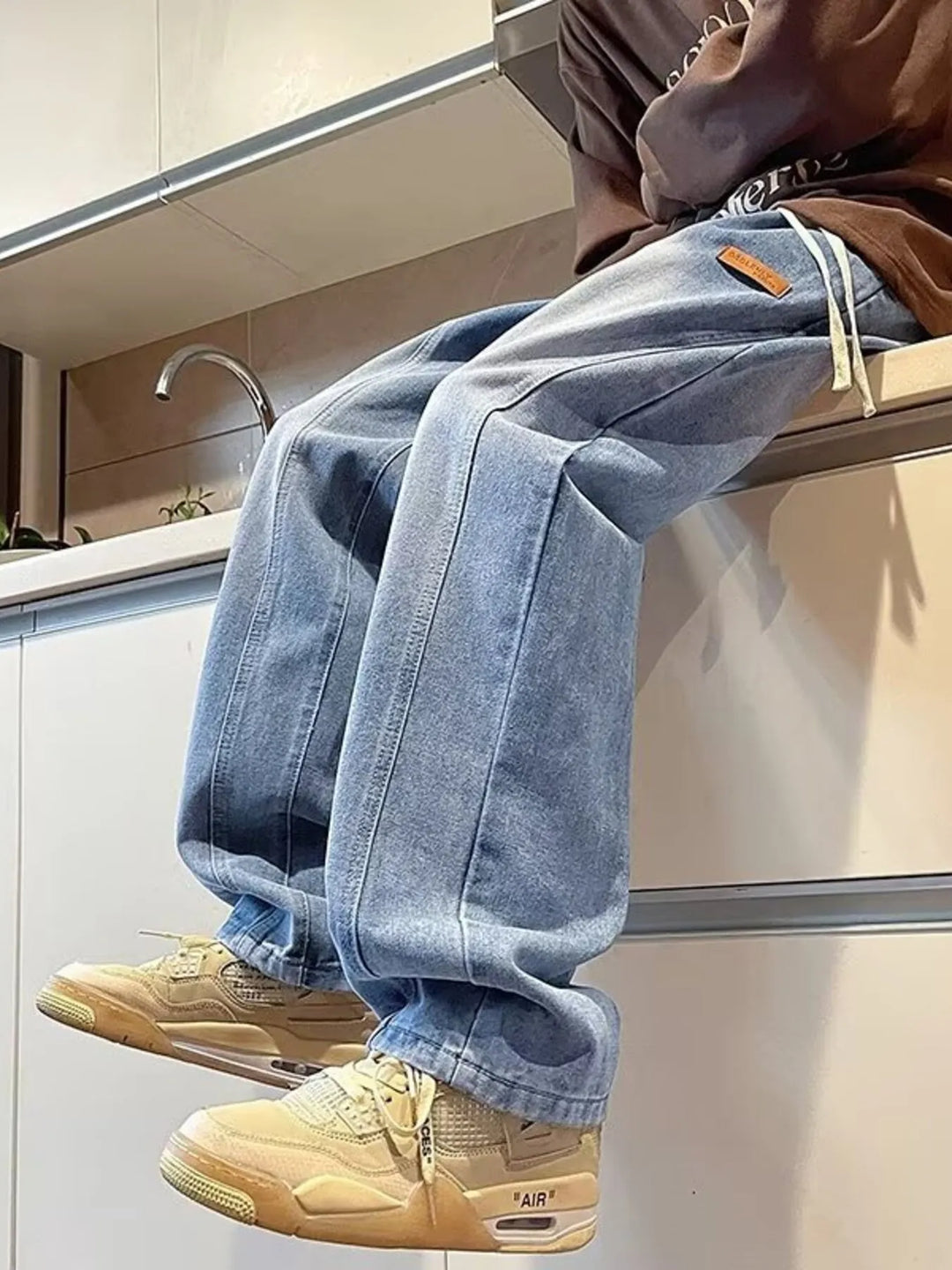 Men's Plus Size Vintage Wash Straight-Leg Jeans