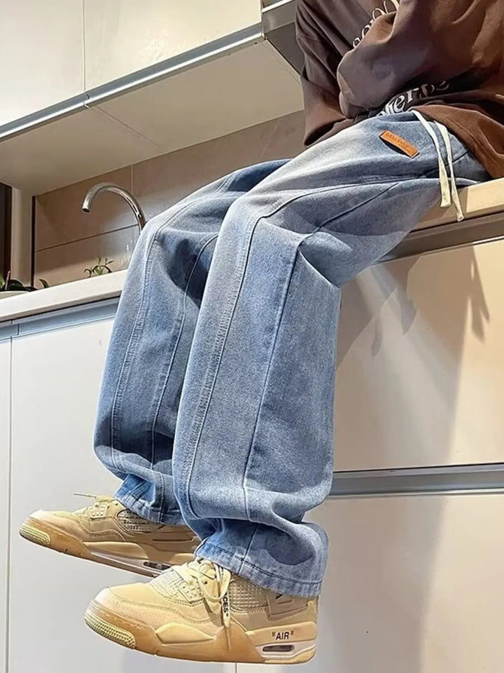 Men's Plus Size Vintage Wash Straight-Leg Jeans