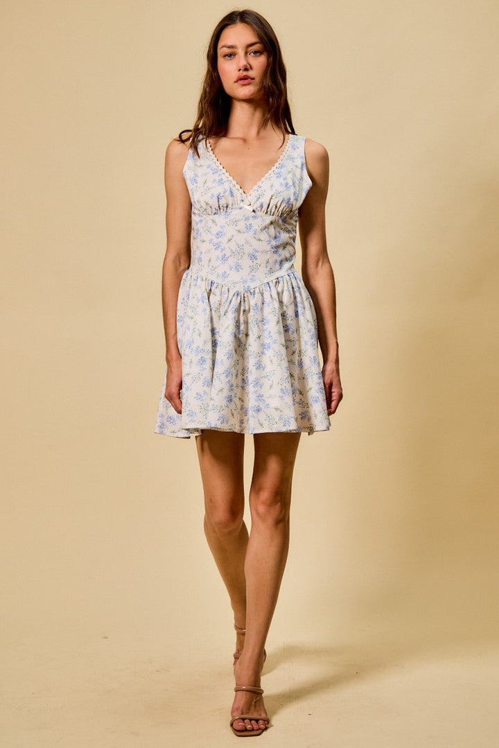 SO ME Froal Print Fit and Flare Dress
