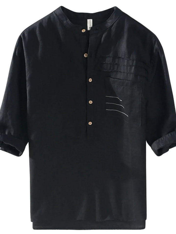 Men's Plus Size Button Detail Half Sleeve Shirt