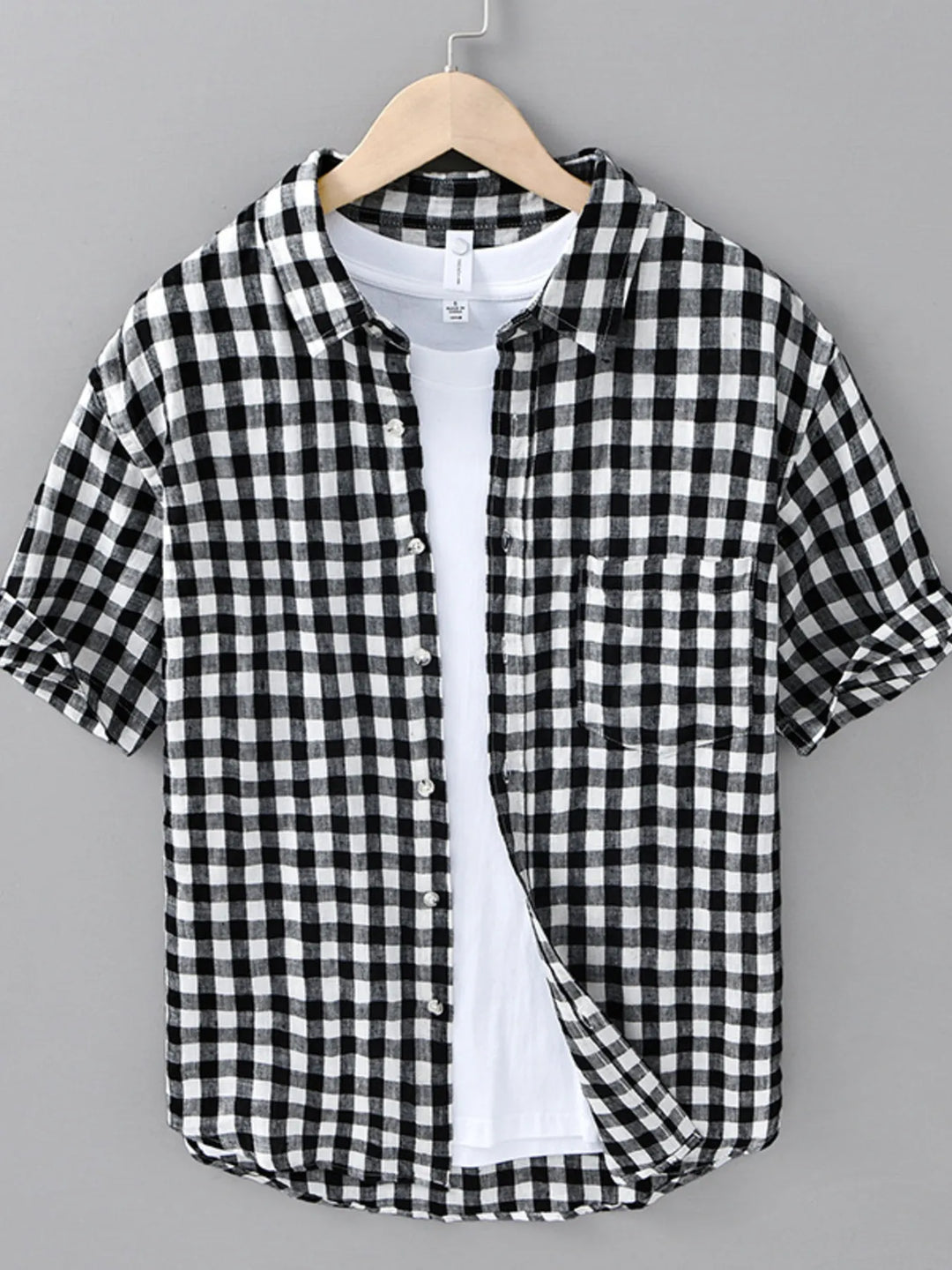 Men's Plus Size Plaid Button Up Short Sleeve Shirt