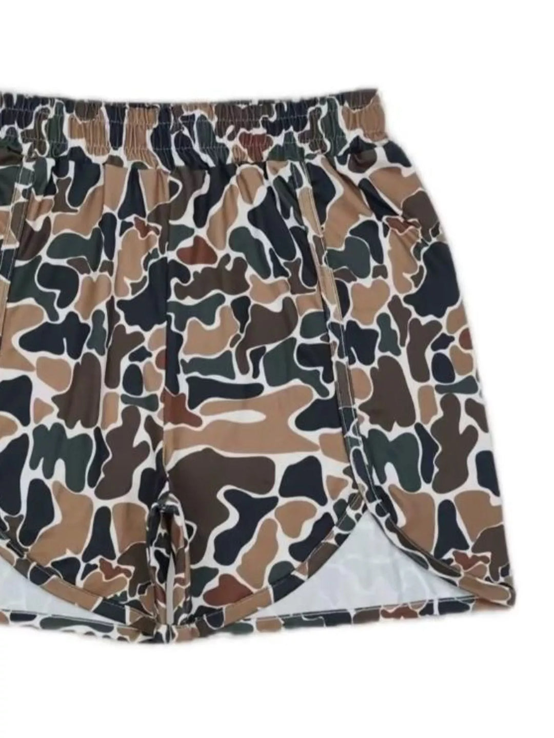 Camo Print Elastic Waist Shorts