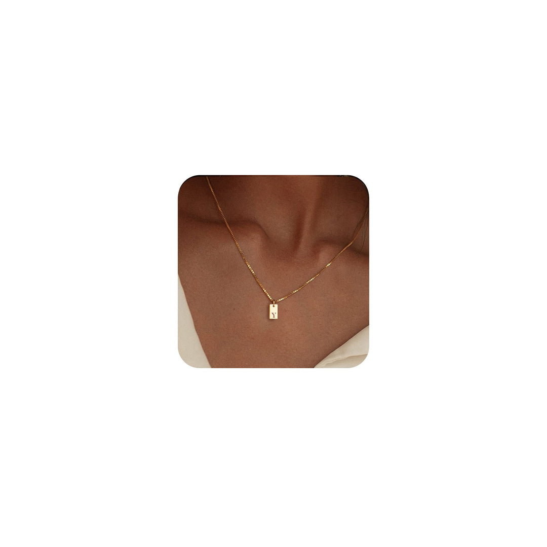 14K Gold Plated Initial Letter Necklace - Personalized Dainty Name Pendant