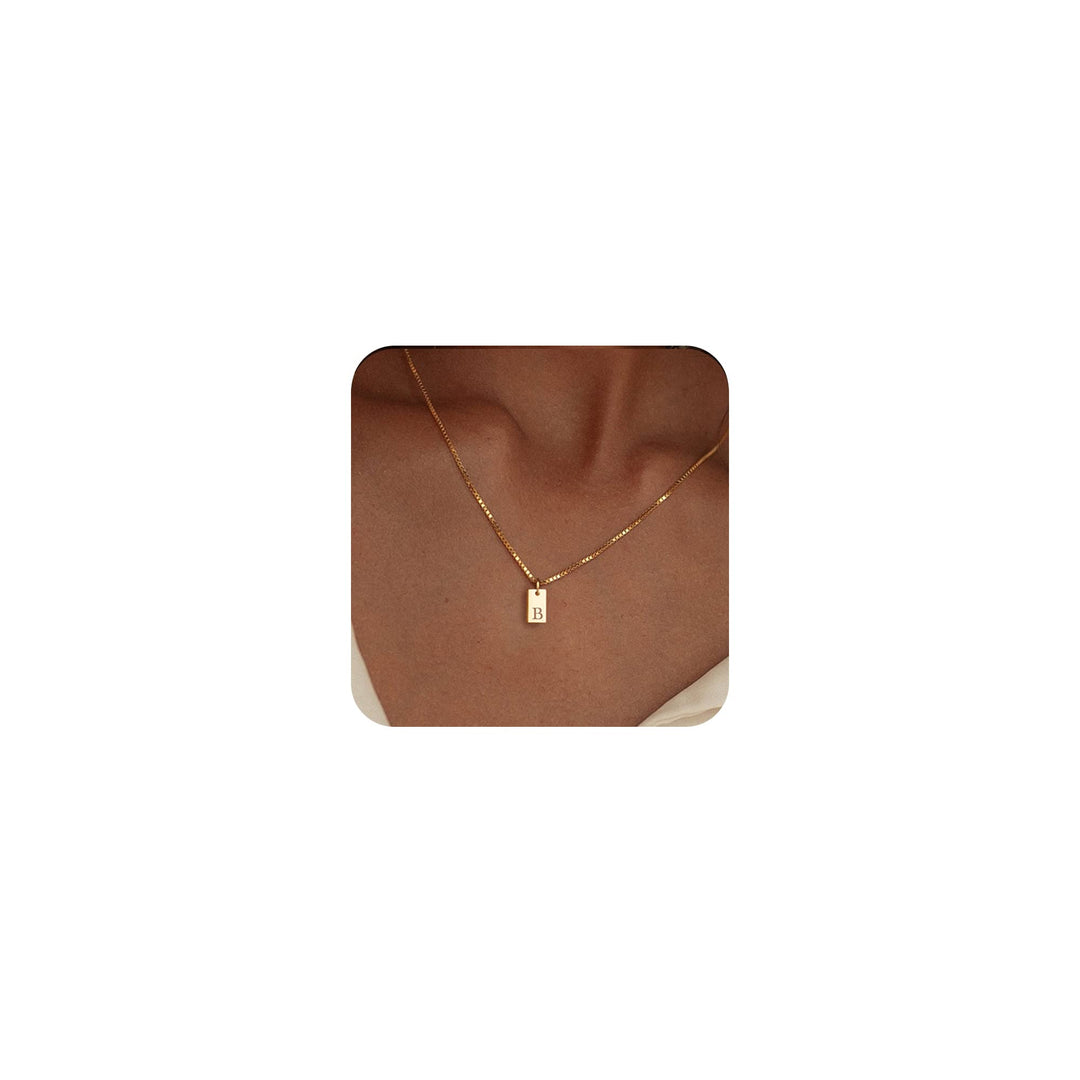 14K Gold Plated Initial Letter Necklace - Personalized Dainty Name Pendant