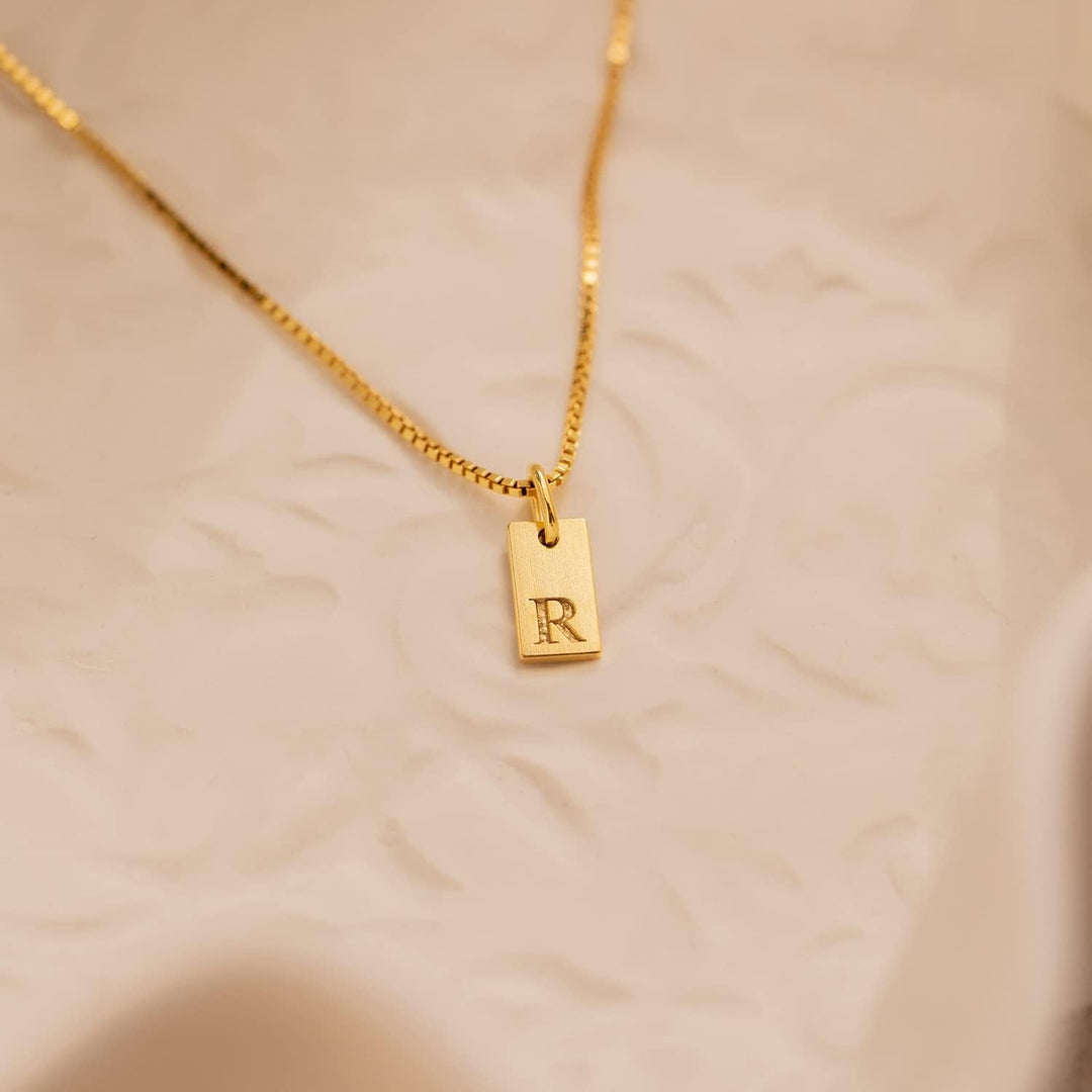 14K Gold Plated Initial Letter Necklace - Personalized Dainty Name Pendant