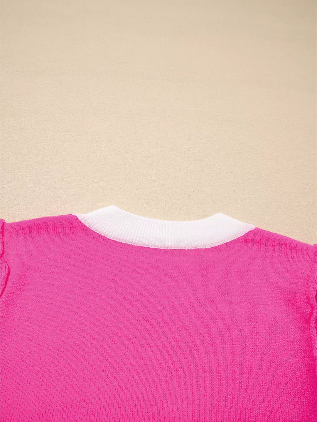 XOXO Valentines Contrast Trim Crew Neck Short Sleeve Sweater