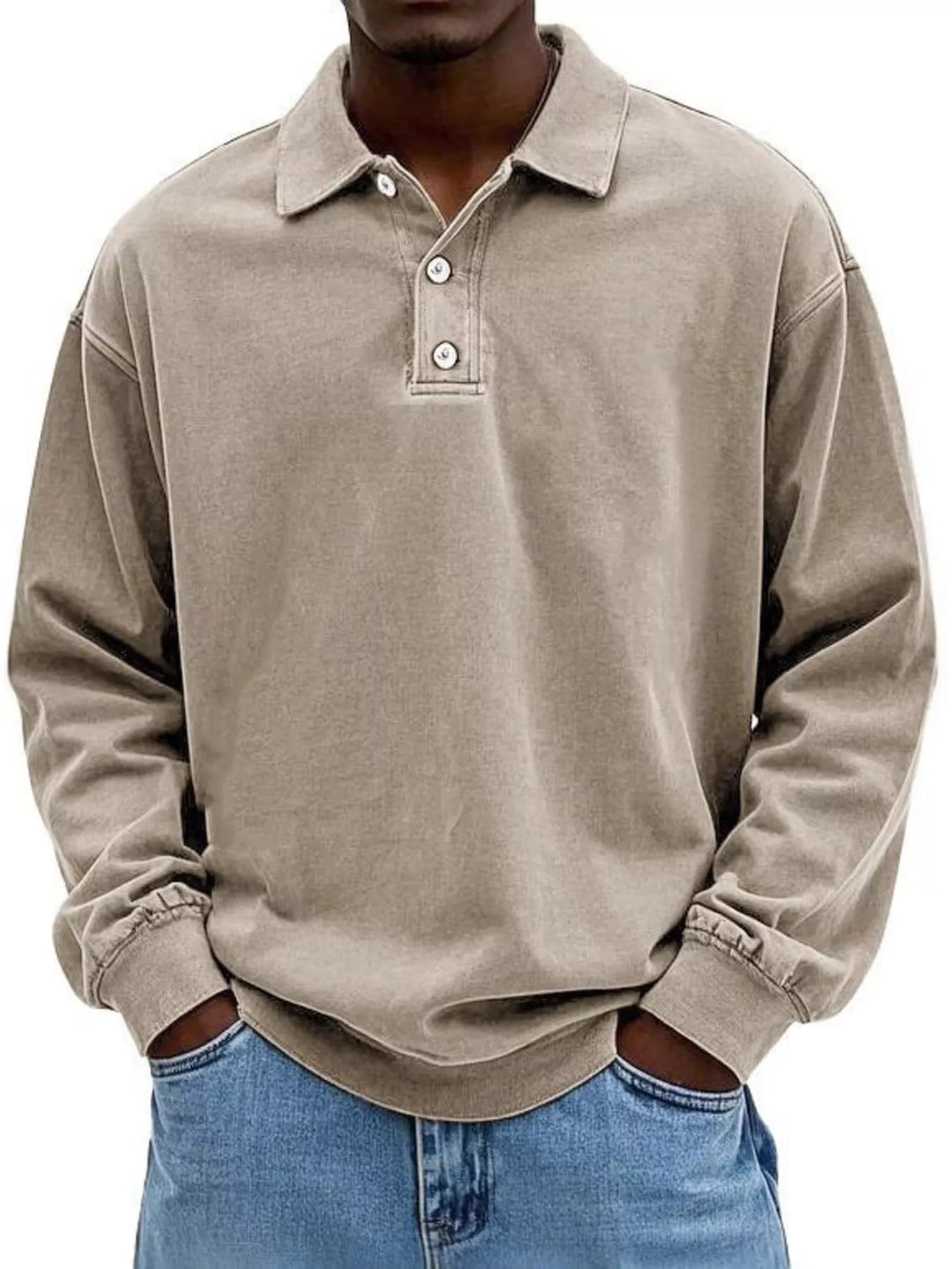 Men's Full Size Vintage Washed Long Sleeve Top Plus Size