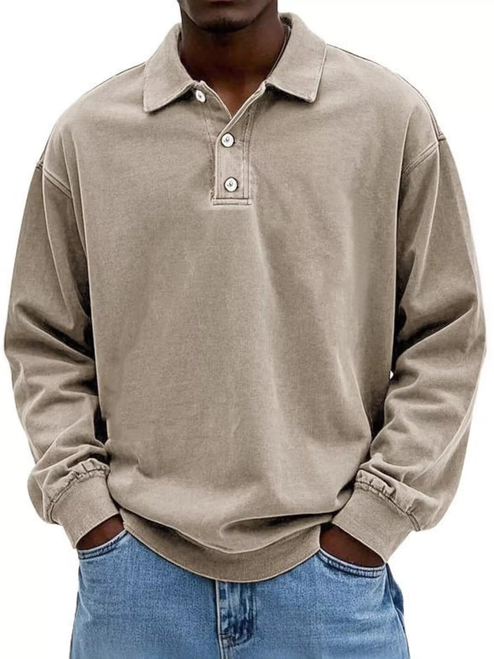 Men's Full Size Vintage Washed Long Sleeve Top Plus Size