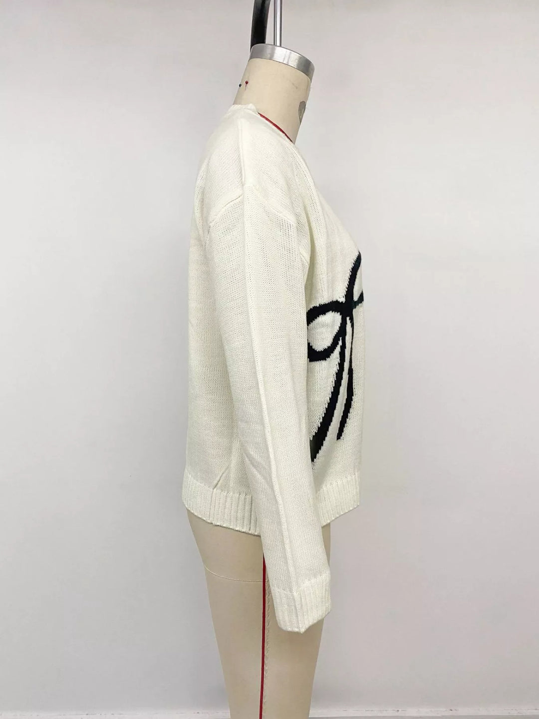Bow Graphic Round Neck Sweater