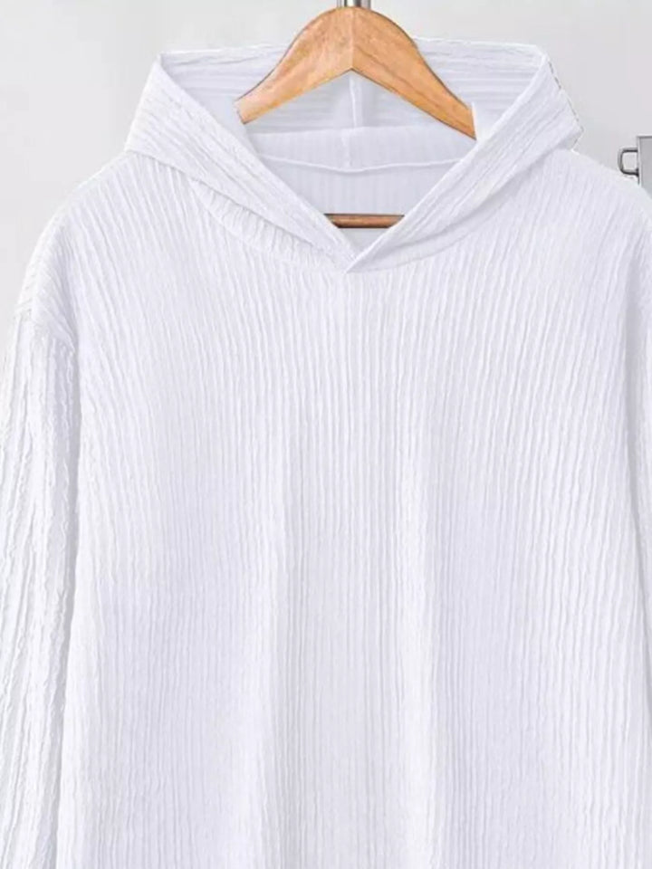 Textured Long Sleeve Hoodie and Pants Set