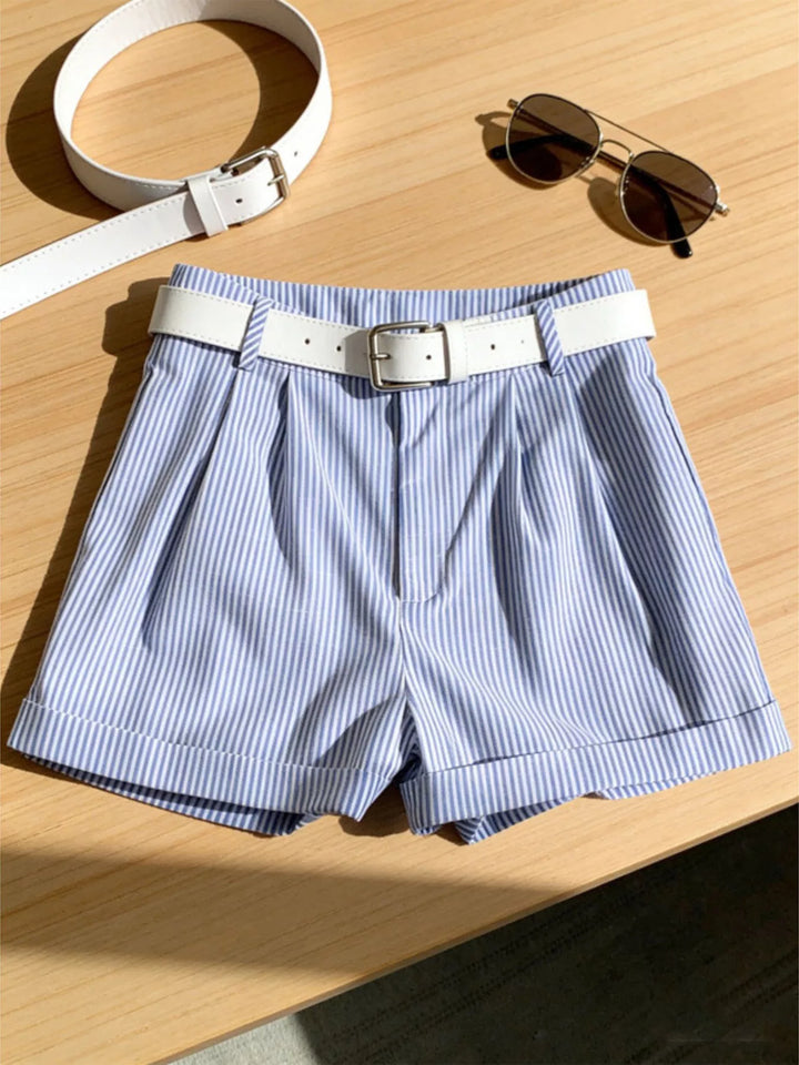 Striped Rolled Hem Shorts
