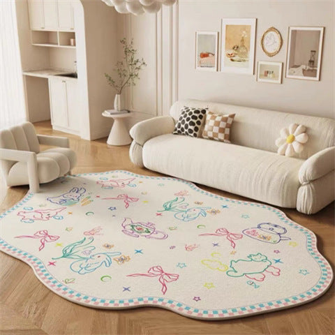Bedside Rug Mat Home Use Cream Style Floor Mat