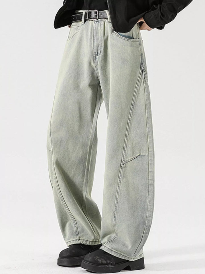 Men's Full Size Vintage Wash Wide Leg Jeans Plus Size