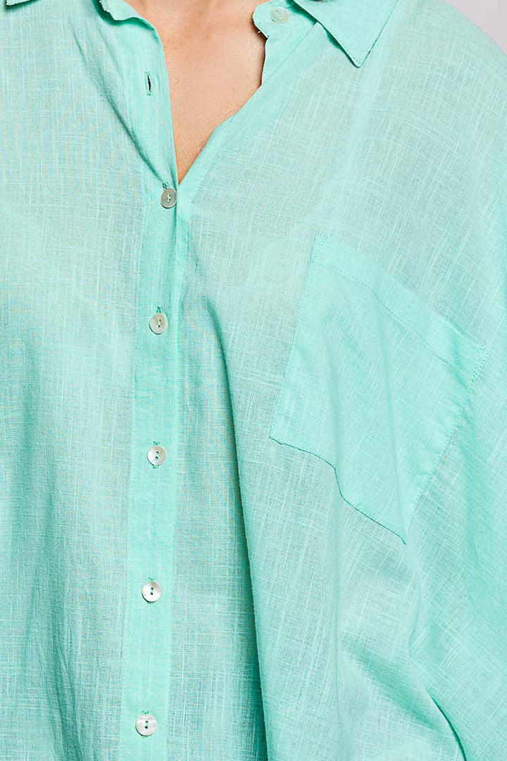 POL Button Down Half Dolman Sleeve Shirt
