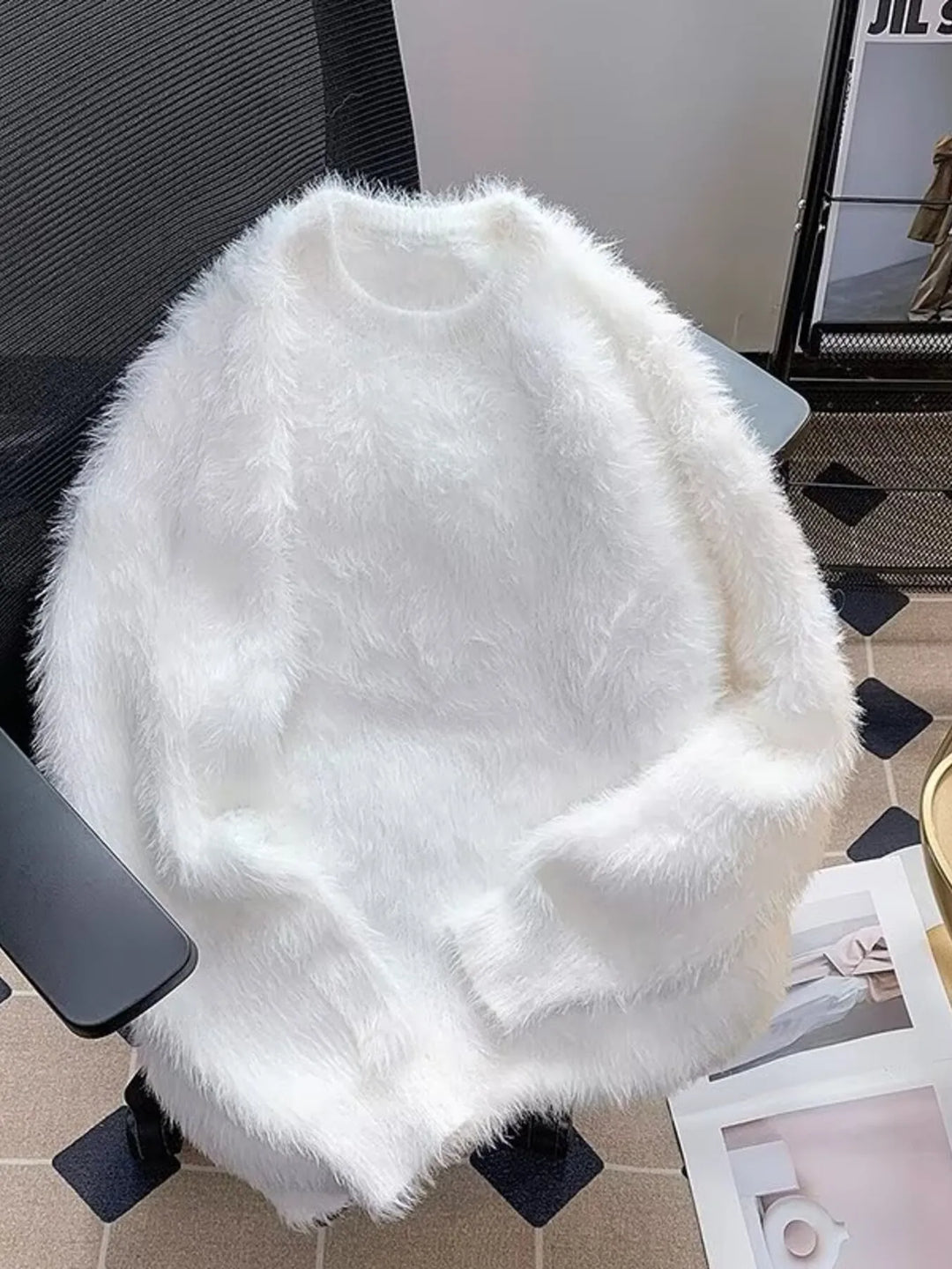 Men's Fluffy Knit Pullover Sweater