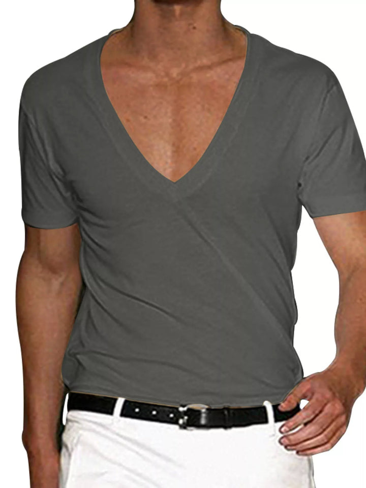 Men's Full Size Deep V-Neck T-Shirt Plus Size
