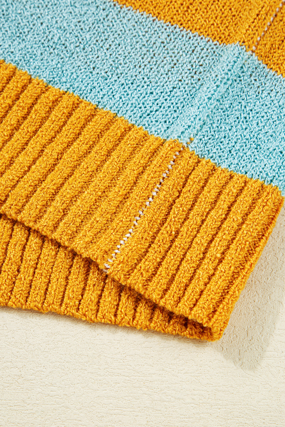 Jurassic Gold Color Block Striped Pullover Sweater