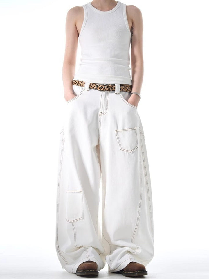 Men's Full Size Wide Leg Jeans with Pockets Plus Size
