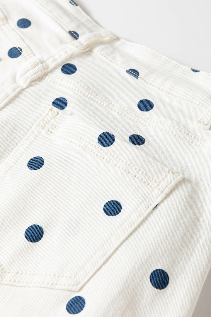 Pink Polka Dot Print Seam Detail Barrel Jeans