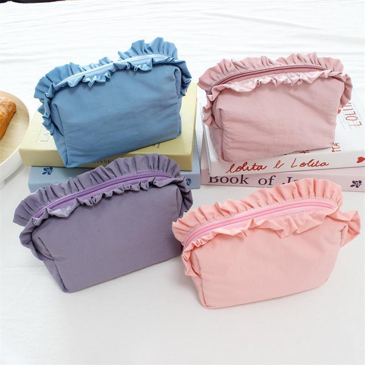 Korean-style Ruffled Makeup Bag Simple Nylon Waterproof Storage Pouch