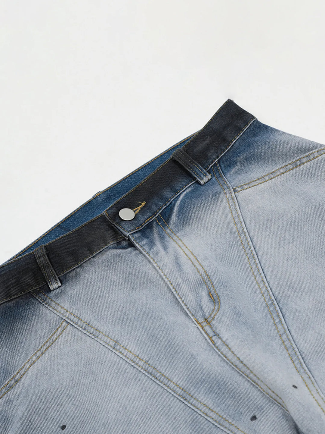 Men's Gradient Curved Jeans with Seam Detail