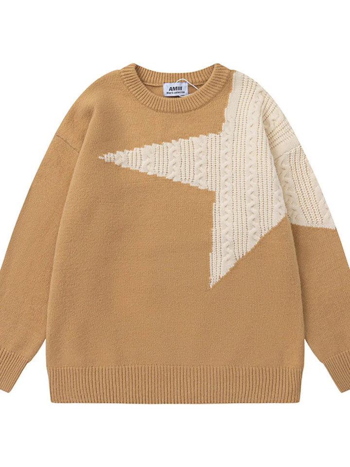 Men's Oversized Star Pattern Knit Sweater
