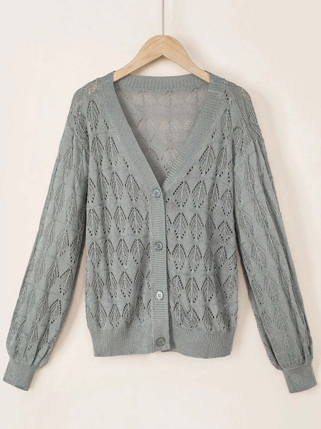 Buttoned Front Openwork Cardigan