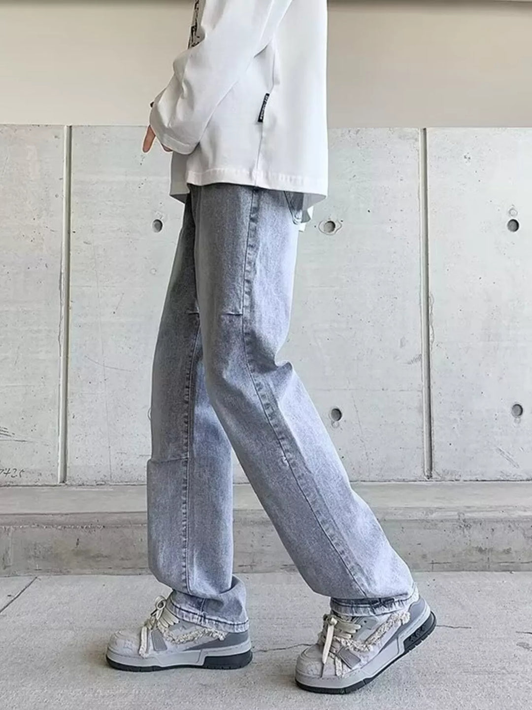 Men's Plus Size Vintage Wash Wide Leg Jeans