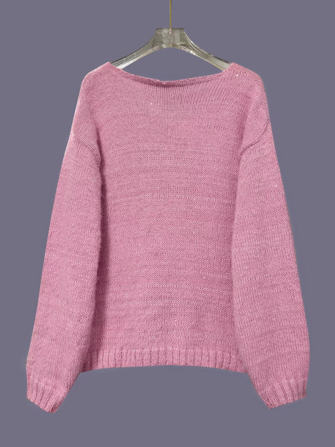Sqeuin Fuzzy V-Neck Knit Top