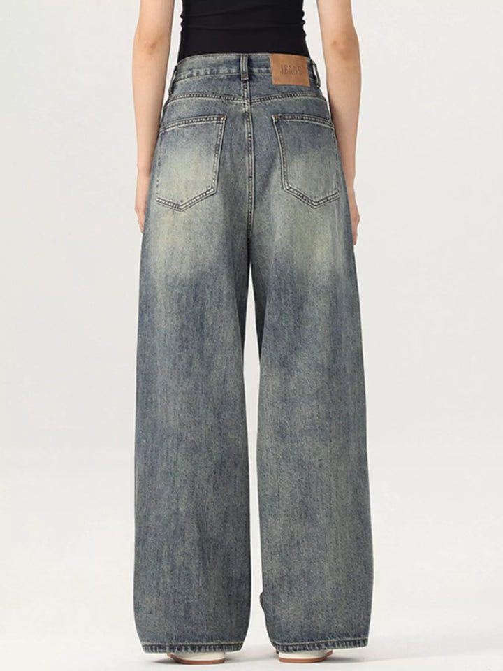 Men's Vintage Wash Wide Leg Jeans