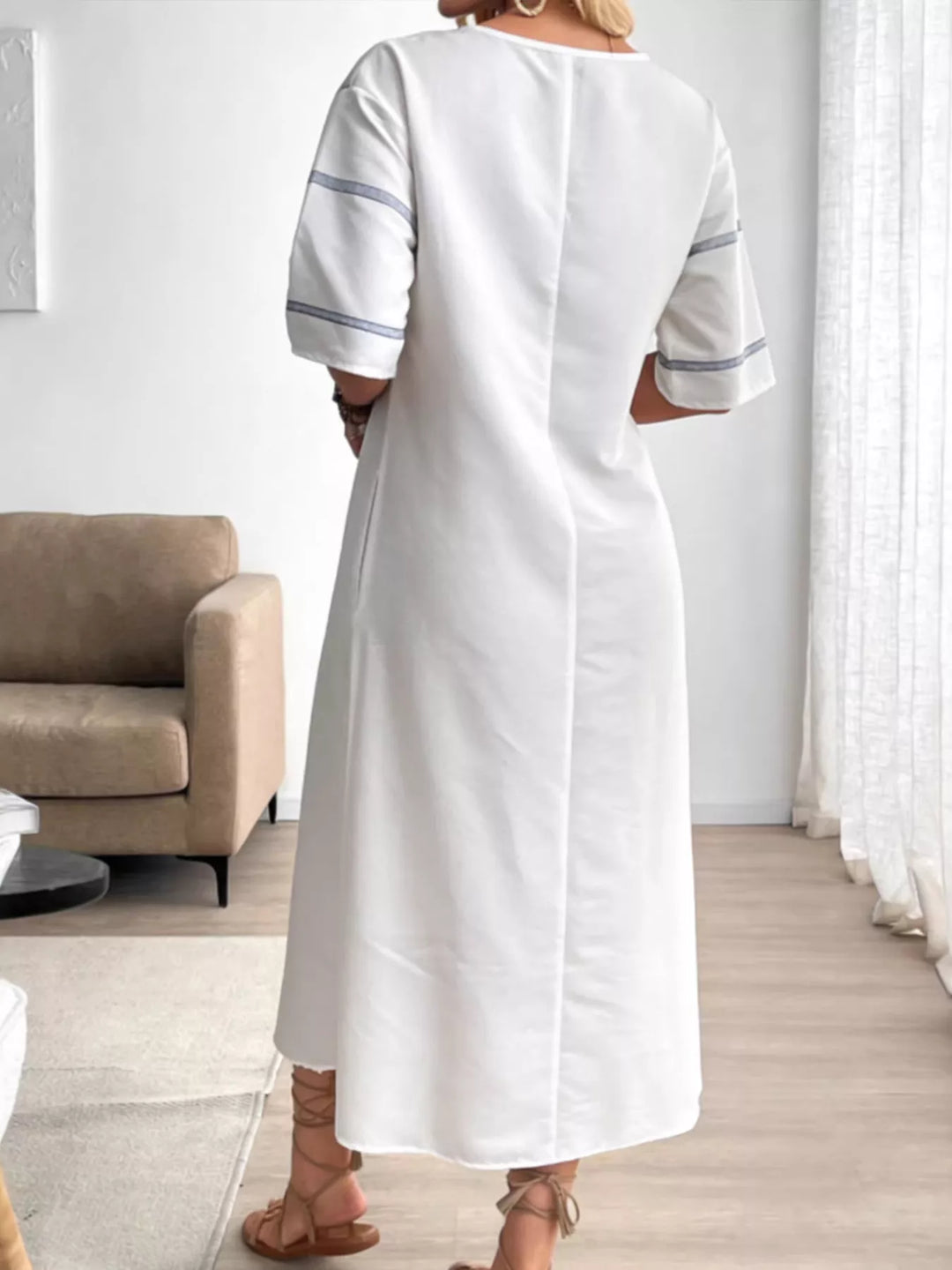 Striped V-Neck Maxi Dress