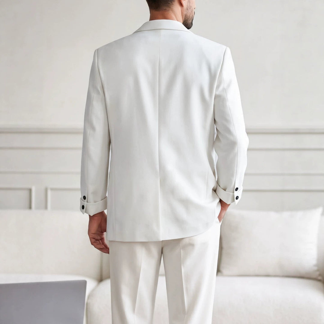Mens White Suit With Embroidered Tailoring