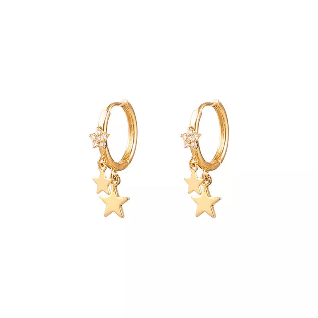 18K Gold-Plated Star Charm Hoop Earrings