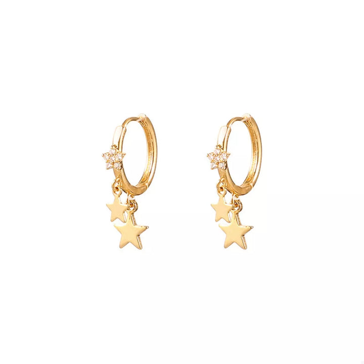 18K Gold-Plated Star Charm Hoop Earrings