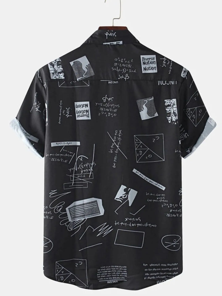Men's Full Size Printed Button Up Short Sleeve Shirt Plus Size