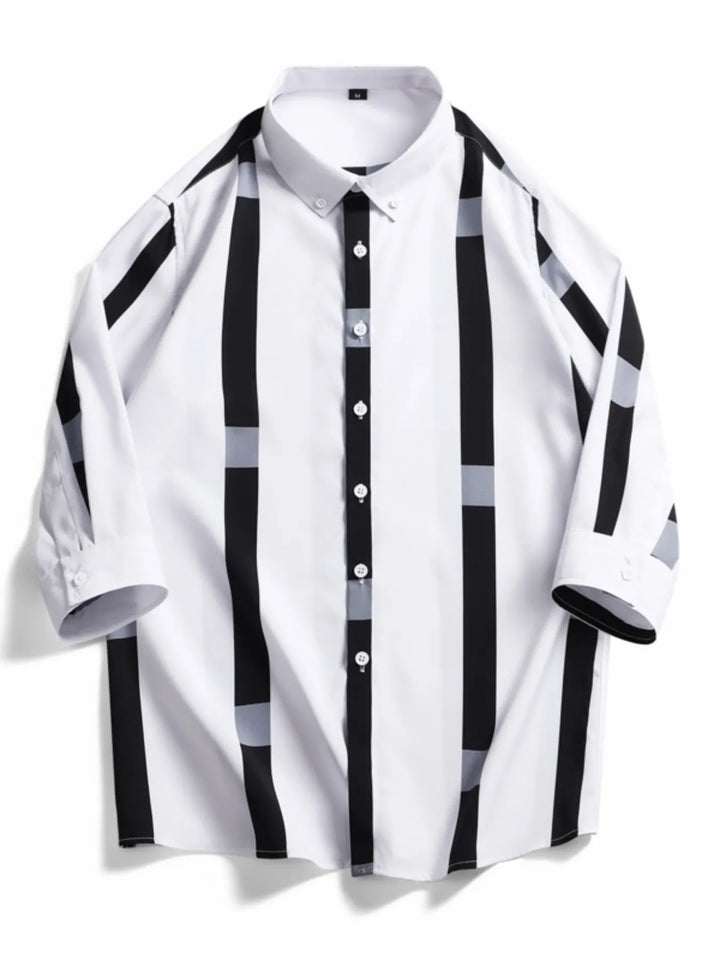 Men's Plus Size Striped Print Casual Shirt