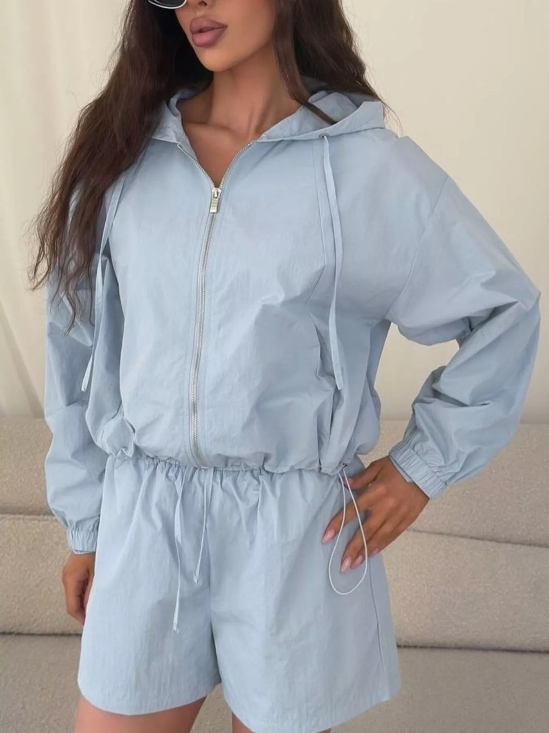 Lightweight Hooded Jacket and Shorts Set