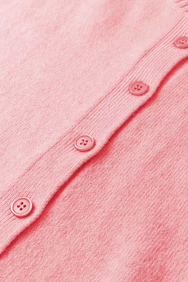 Blossom 3/4 Sleeve Boxy Knit Button Down Sweater Cardigan