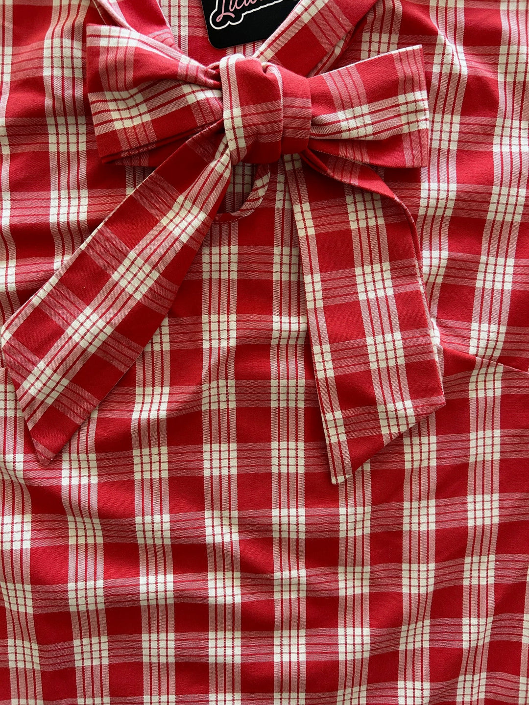 Red Plaid Bow Top - Plus Sizes only