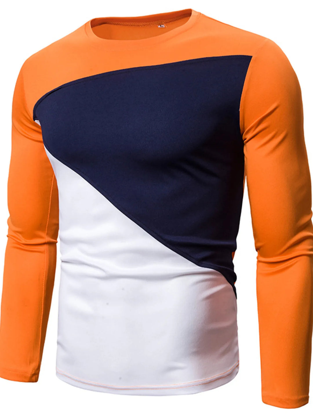 Men's Full Size Color Block Long Sleeve T-Shirt Plus Size