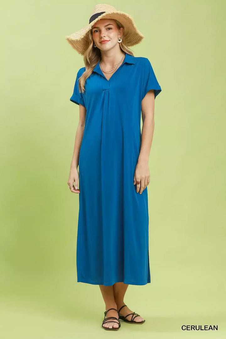 Umgee Collared Belted Midi Dress
