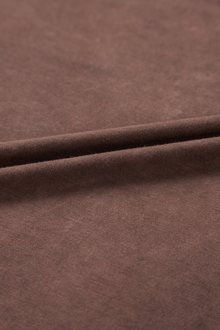 Chestnut Mineral Wash Criss Cross V Neck Casual T Shirt