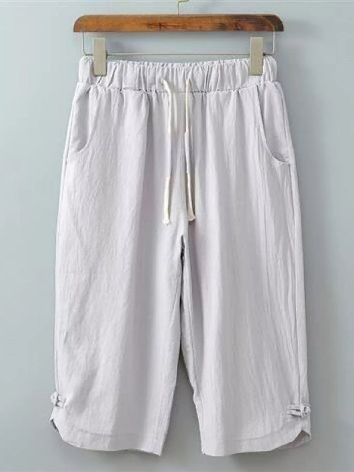Men's Plus Size Casual Cropped Pants with Drawstring