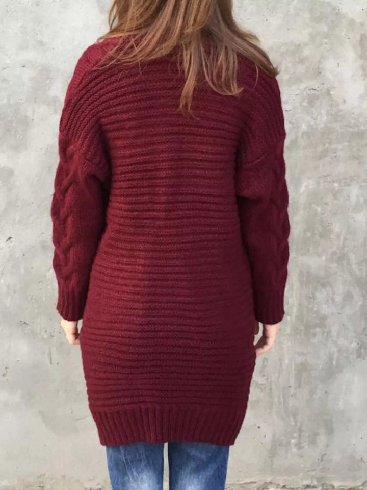 Full Size Chunky Knit Open Front Cardigan Plus Size