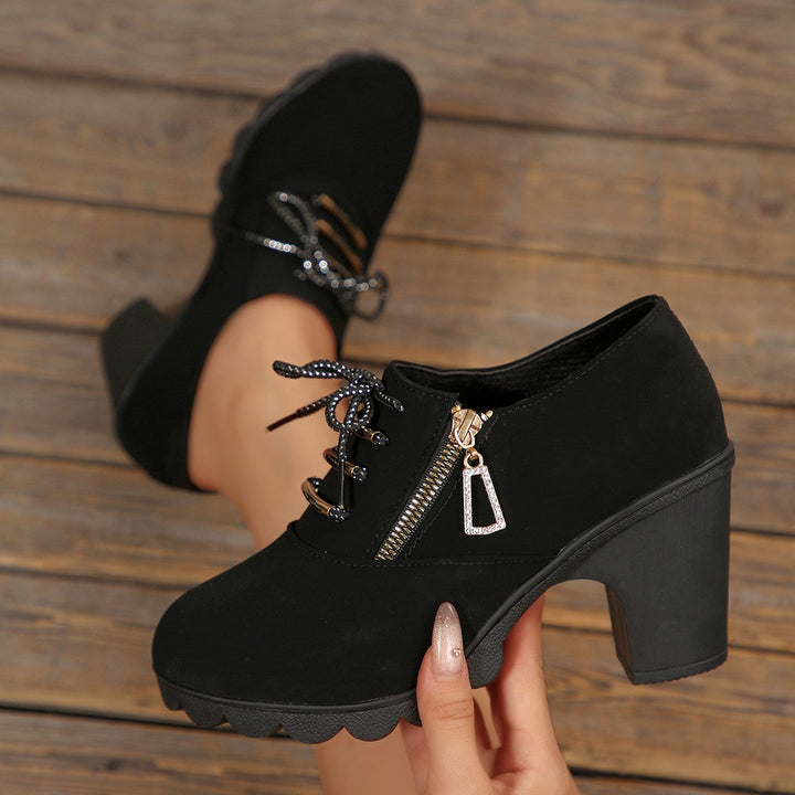 Lace-Up Block Heel Pumps