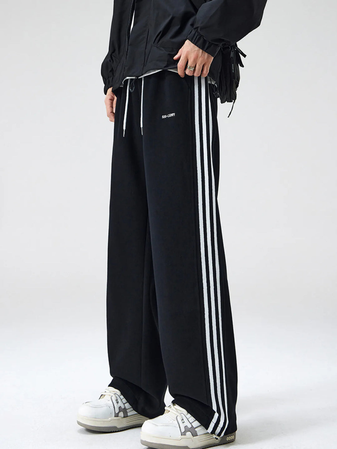 Men's Plus Size Relaxed Fit Pants with Side Stripes